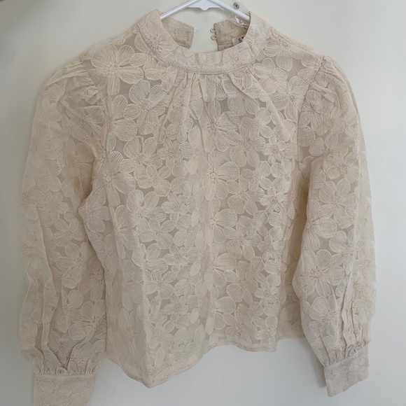 Cream Lace Long Sleeve Top - Picture 1 of 3